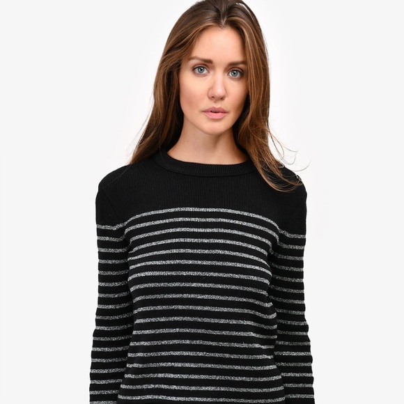 Lily Morgan Sweaters - Lily Morgan Black and Gray Striped sequins Women's Sweater size 1X